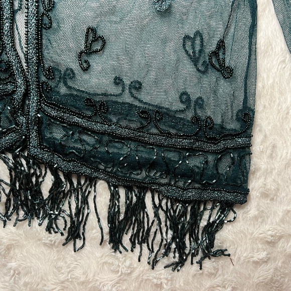 Shiba, unknown size but fits like medium, green with beaded embellishments - Picture 3 of 5